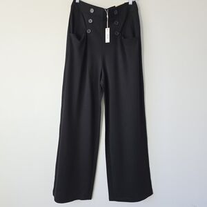 Max Studio Ponte Wide Leg Pants Womens L Black NWT